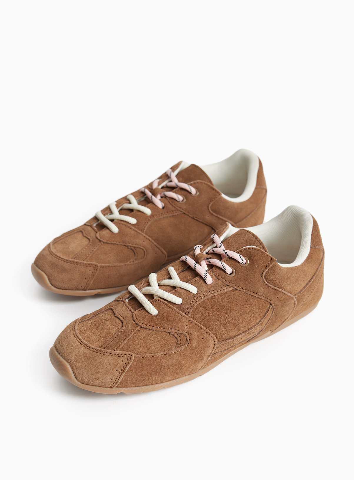 Brown Suede Contrast Lace Trainers 8 - Image 1 thumbnail